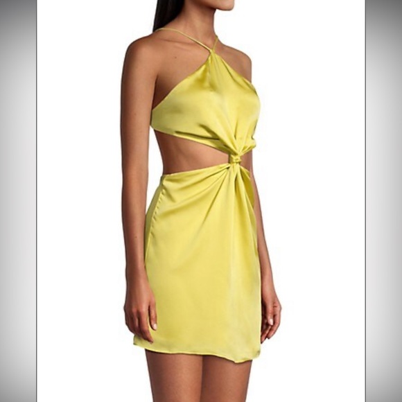 Demeter Cut-Out Knotted Minidress by Frame and Partners in yellow - Picture 6 of 7